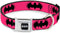 Buckle-Down Seatbelt Buckle Dog Collar - Bat Signal-3 Fuchsia/Black/Fuchsia - 1.5" Wide, Fits 16-23" Neck, Medium