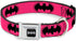 Buckle-Down Seatbelt Buckle Dog Collar - Bat Signal-3 Fuchsia/Black/Fuchsia - 1.5" Wide, Fits 16-23" Neck, Medium