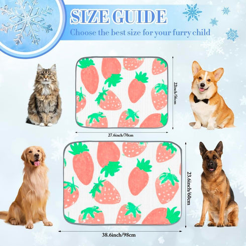 imiBBWQu Summer 27" 22" Dog Cooling Mat Pastel Bright Strawberries Fruit Dog Cooling Mats Washable Pads for Dogs to Lay
