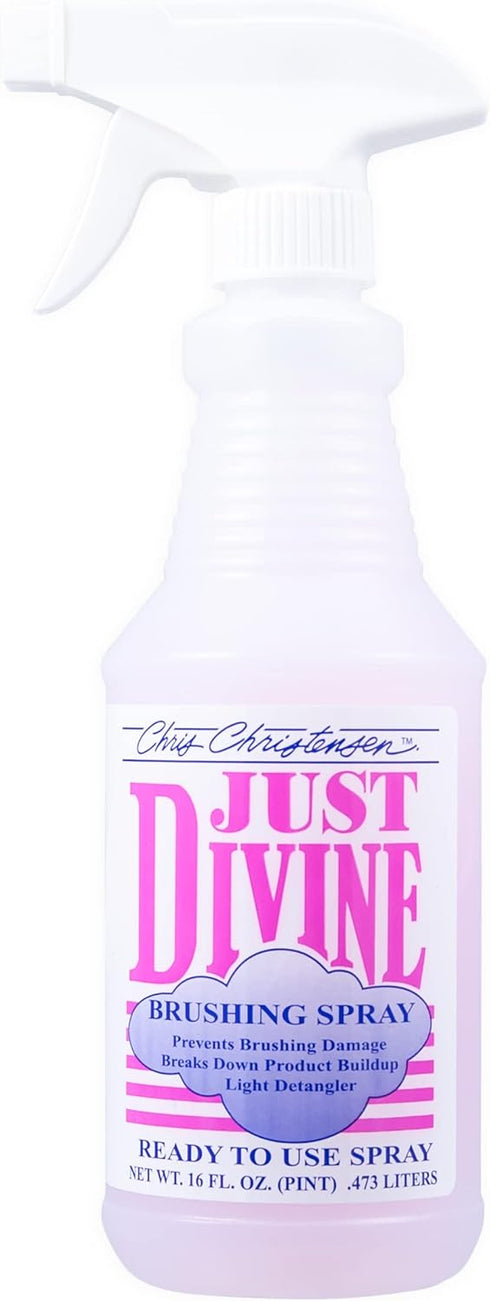 Just Divine Dog Brushing Spray by Chris Christensen, 16oz, Prevents Brushing Damage, All Coat Types