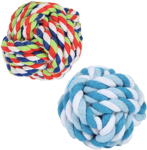 Dog Rope Ball Toy 2Pack, Medium Breeds Knot Rope Toys for Teething and Boredom