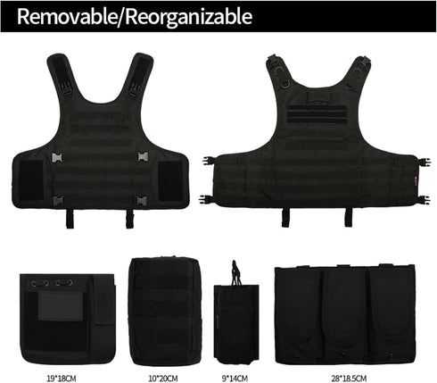 Tactical Airsoft Vest - Adjustable Outdoors CS Game Paintball Vest for Adults