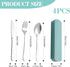Generic Set 4-Piece Set Portable Cutlery with Case, Stainless Steel Utensils, Knife Fork Spoon with Mint Green Storage