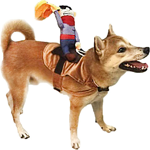 SEIS Pet Riding Costume Novelty Pet Supplies Cowboy Rider Horse Riding Designed Dog Apparel Party Clothing Halloween (M)