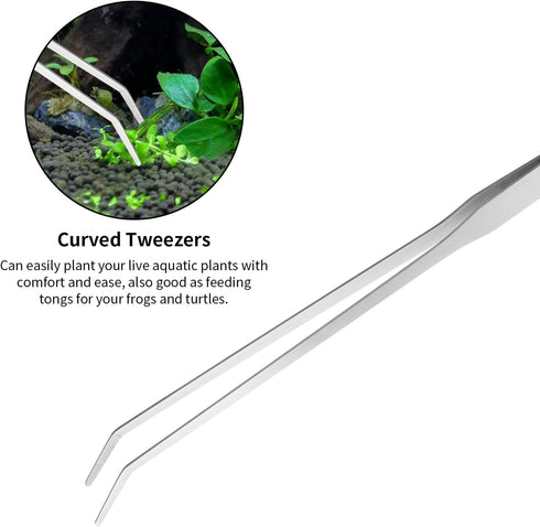 Aquascape Tools Aquarium Kit - 4PCS Supplies Include Tweezers, Feeding Tongs, Scissors, Algae Scraper
