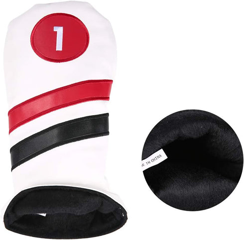 Golf Head Covers Set of 3, Vintage PU Driver Fairway Wood Headcovers for Golf Club