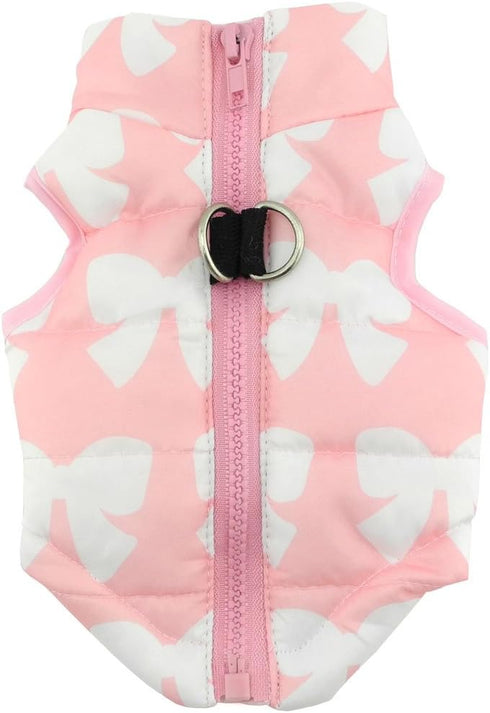 SMALLLEE_LUCKY_STORE New Soft Padded Vest Harness for Small Dogs - Pink Bow, Model: BFL049-Pink-L, L(Chest 17.7" Back