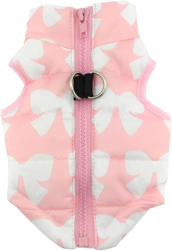 SMALLLEE_LUCKY_STORE New Soft Padded Vest Harness for Small Dogs - Pink Bow, Model: BFL049-Pink-L, L(Chest 17.7" Back