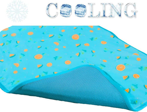 SEIS Dog Ice Pad - Ice Silk Cats Kennel Mat Pet Cooling Pad Summer Cool Bamboo Mat (Blue Fruit, L)