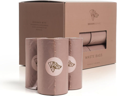 BROWN AVENUE Dog Poop Bags, 18 Roll Packs, 270 Units, Biodegradable, Eco-Friendly
