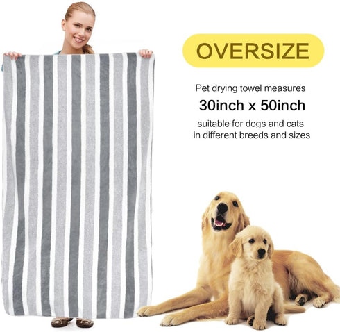 KinHwa Dog Towel Super Absorbent Pet Bath Towel Microfiber Dog Drying Towel for Small, Medium, Large Dogs and Cats 30inch x 50inch 1 Pack Light-gray by KinHwa