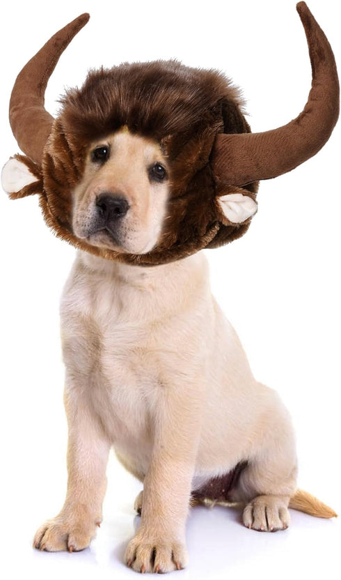Dog Horn Wig for Halloween & Christmas - Funny Pet Bull Costumes for Dog & Cat, Clothing Accessories (Size M)