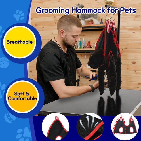 KELIXU Dog Grooming Arm with Clamps, Adjustable Table Arm with Hammock Harness, Black for Small/Medium Pets