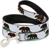 Buckle-Down Dog Leash, Cali Bear White, 6 Feet Long, 0.5 Inch Wide