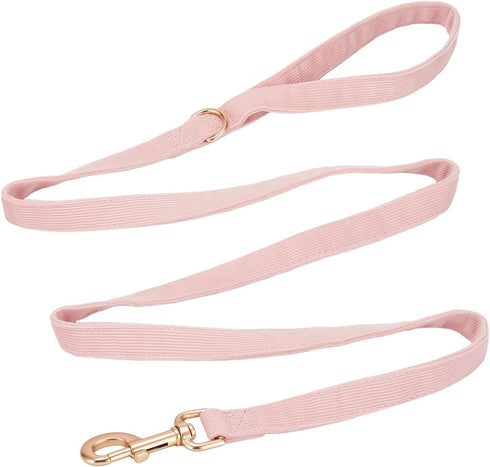 Corduroy Dog Leash - 5 Ft Length for Small Medium Large Dogs (Light Pink, Small)