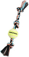 Mammoth Flossy Chews Color 3 Knot Tug with Mini Tennis Ball, Premium Cotton-Poly Dog Toy, Mini 11”