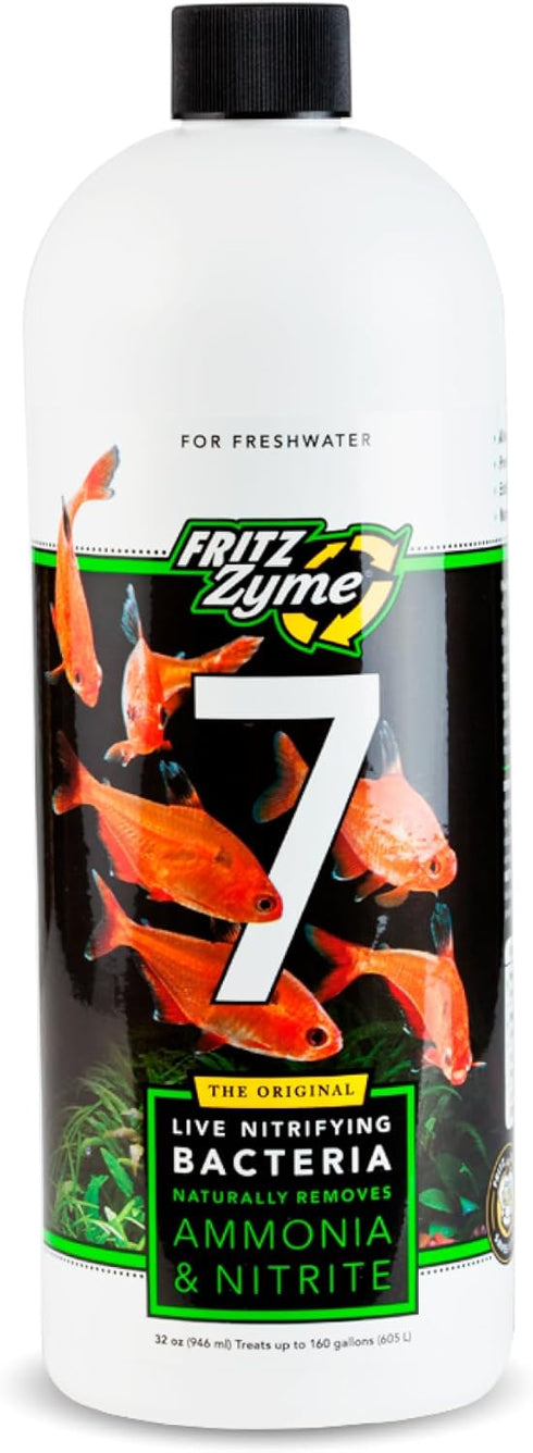 Fritz Aquatics FritzZyme 7 Live Nitrifying Bacteria, Naturally Removes Ammonia & Nitrite for Freshwater Fish (32-Ounce)