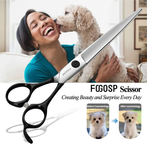 Professional Dog Grooming Scissors - 7.5" Straight Shears for Cutting Small Dogs and Cats, Japan 440C Stainless Steel