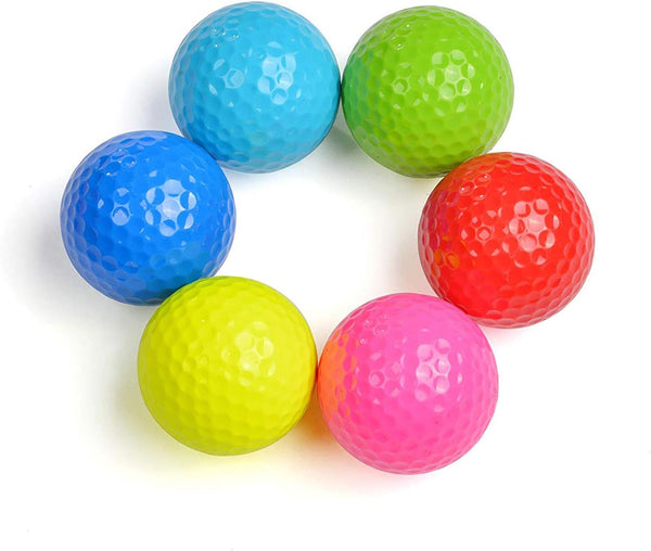 Golf Balls 6Pack Colored Gift Set, Training Novelty Practice Variety for All Golfers Kids Blue Green Red Yellow