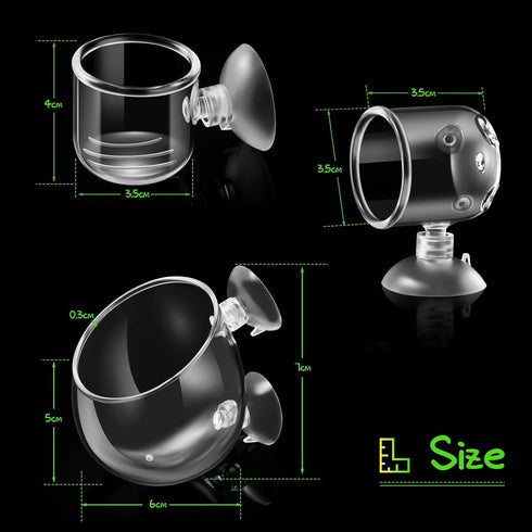CHENGU 6 Pieces Aquatic Plant Pot - Glass Aquarium Plant Cup with Hole, Suction Cups for Shrimp and Live Plants