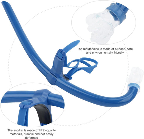 Swim Snorkel for Lap Swimming, Front Mounted Breath Gear with Silicone Mouthpiece