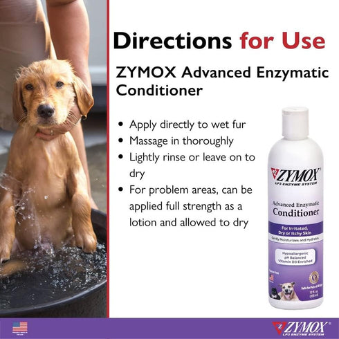 12oz. ZYMOX Advanced Enzymatic Leave-On Conditioner, for Pets & Animals of All Ages: Conditions, Detangles, Soothes