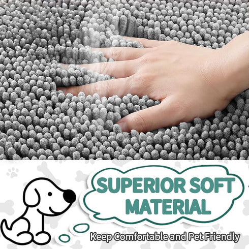 Mud Mats for Dogs, Large Soft Microfiber Absorbent Dog Mat with Non-Slip Backing for Muddy Paws (16"X24", Grey)