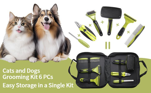 Generic 6 PCS Dog and Cat Grooming Kit, Versatile Tools Including Shedding Brush, Nail Clipper with Nail File, Slicker