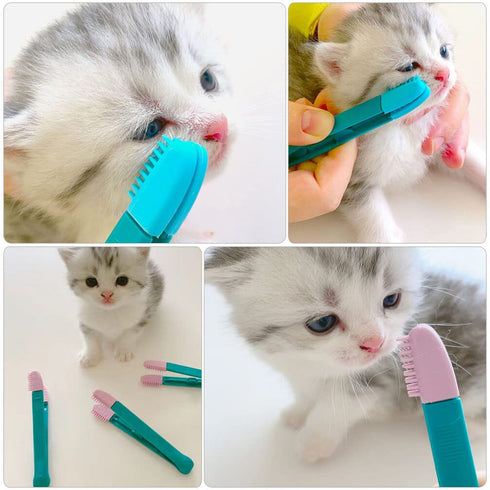 Didiseaon Tear Stain Remover Comb for Cat Dog, 2Pcs Portable Grooming Comb Brush for Small Pets