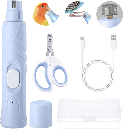 LUKHMELF Bird Nail Grinder,Bird Beak Grinder,Silenced Bird Nail File with LED Lamp,Suitable for