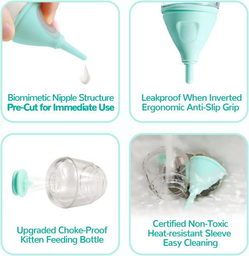 Rock Tech -40ml RockTech Ergonomic Kitten Bottle Feeding kit, Puppy Bottles for Nursing Puppy Milk Anti-Choking Slow