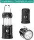 LED Camping Lantern, Solar and Rechargeable, Portable Light for Daily, Camp, Hiking, Emergency, Black