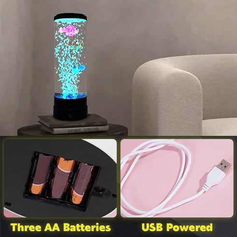 Janoiuc LED Fish Lamp Kit, Multi-Color Changing Aquarium Tank Night Light, Decorative Simulated Fish Bubble Table Lamp