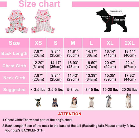 Girl Dog Pajamas, Cotton Stretchable Jammies for Extra Large Dogs, Spring Summer Doggie Pjs for Female Male (Peach