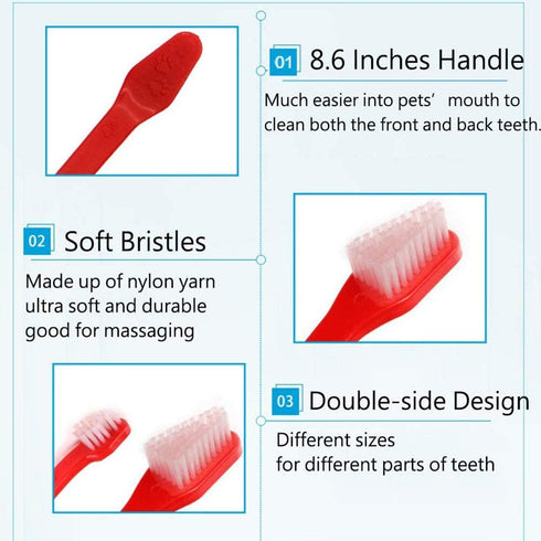 Zeyaa 10 Pack 2 3 5 Pack Pet Dog Toothbrush, Triple Head Pet Toothbrushes Double Head Tooth Brush Finger Rubber