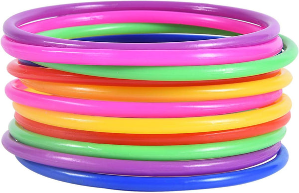 OBTANIM 12 Pcs Plastic Ring Toss Game for Kids, Outdoor Toss Rings, Random Colors
