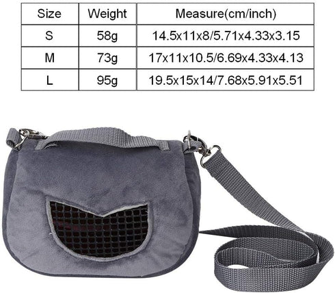 Small Pet Carrier Bag, Gray Flannelette Portable Breathable Carrier for Small Pets (M)