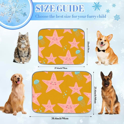 imiBBWQu Summer Summer 27" 22" Dog Cooling Mat Floral Starfish Jellyfish Pink Dog Cooling Mat for Washable Pet Pad Bed