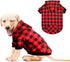 Red Plaid Dog Hoodie Sweater for Dogs, Pet Clothes with Hat and Pocket (M)