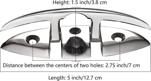 TINGZHIGO 5 Inch Boat Folding Cleats, 2 Packs Marine Flip-up Metal Dock Cleats, 316 Stainless Steel with Screws