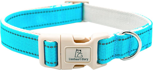 Lionheart Glory Dog Collar, Reflective Adjustable Durable Soft Classic Collar for Small Dogs, Blue Pet Gift