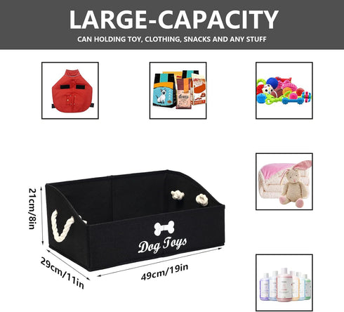 Morezi Large Dog Toy Bin - Puppy Shallow Toy Baskets for Dog Toy Storage, Perfect for Living Room, Playroom, Closet