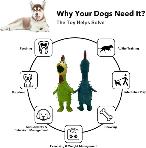 Hoiasem 2 Pack 10 Inch Latex Polka dot Burr Chicken Dog Toys that Oinks for Medium Large Dogs