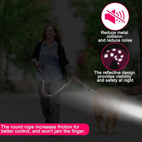 HOMIMP Chew Proof Dog Leash for Medium Large Dogs, Reflective 6 FT Heavy Duty Metal Chain Leash with Padded Handle