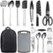 Kyraton Camping Cooking Set 15 Pack, Portable Kitchen Utensil Set for Backpacking, Barbecuing, Camping, Hiking