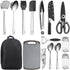 Kyraton Camping Cooking Set 15 Pack, Portable Kitchen Utensil Set for Backpacking, Barbecuing, Camping, Hiking