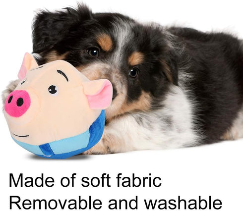 Zerodis Pet Bouncing Ball Toy, Cartoon Pig Electric Sound Ball, Washable Clothes for Indoor Dog Cat Kitten Playing