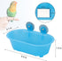 Hypeety Bird Bath with Mirror, Portable Bird Bathroom for Pet Parrots, Bathing Tub Accessories (Blue-Bird Bathtub)