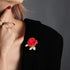 Rhinestone Rose Brooch Pins, Red Flowers Brooches for Women/Girls, Fashion Jewelry Gift
