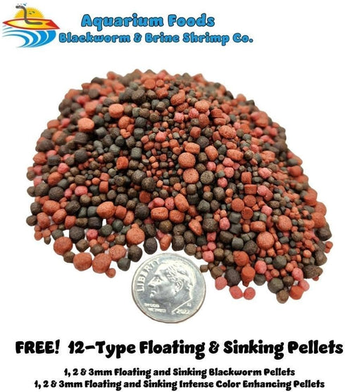 Aquatic Foods Inc. Mexico50 Freeze Dried California Blackworms with Our Beef Heart Mix for Discus, Cichlids, All